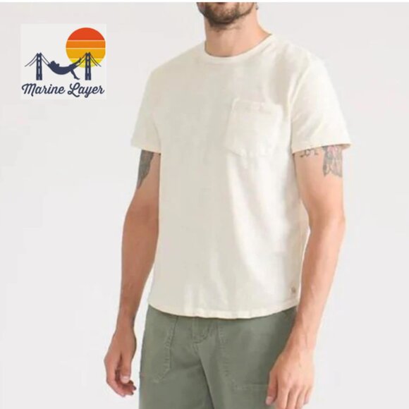 Marine Layer Heavy Slub Pocket Tee, Antique White M/L NWT - Picture 1 of 8